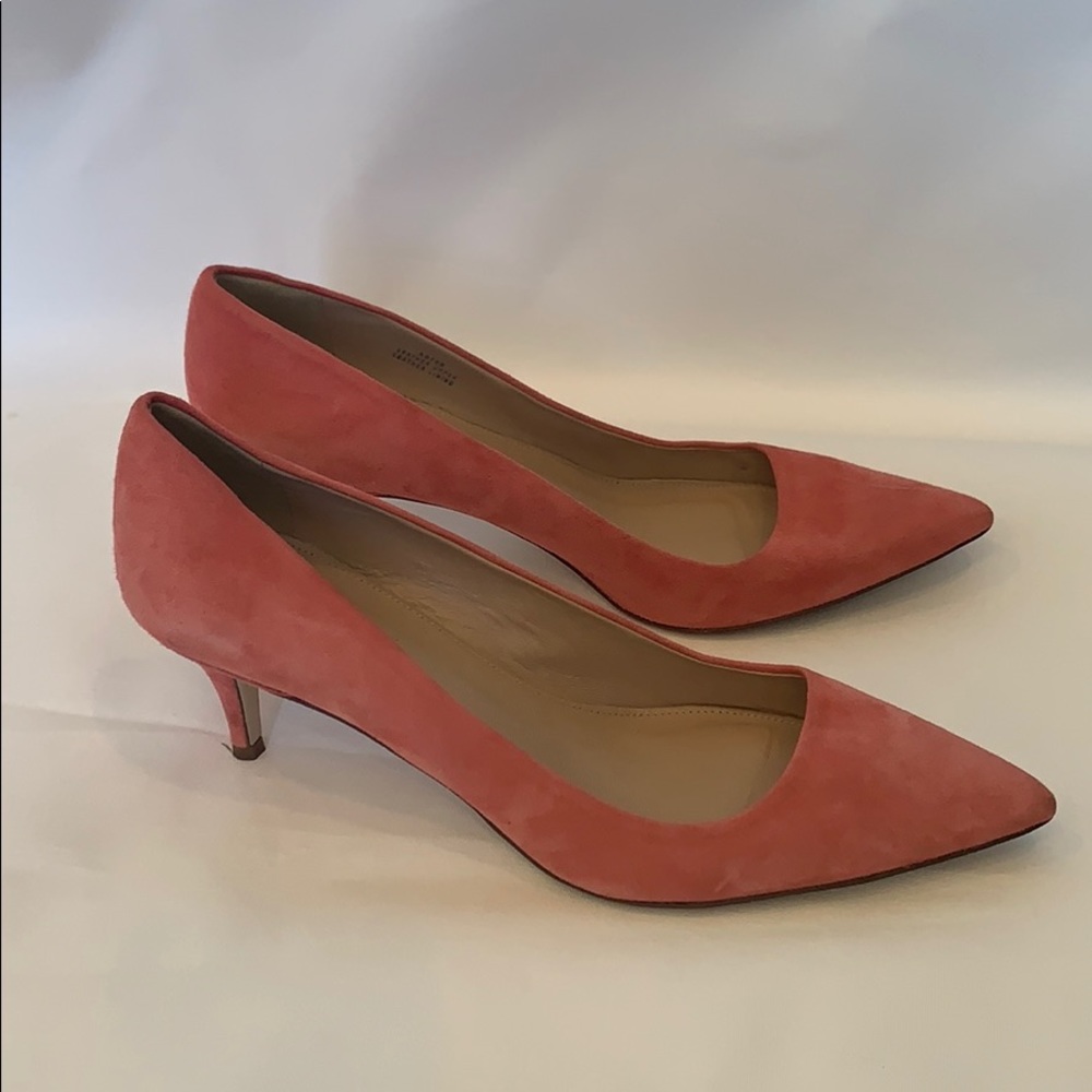 Women’s J. Crew pink suede pumps, 2” heel, sz.9.5